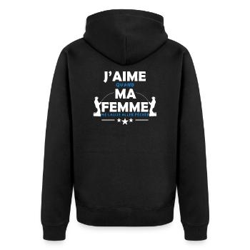 J'aime ma femme. Humour du pêcheur pour sa femme - Veste à capuche bio Premium Unisexe - noir - Dos - Nico (187cm)