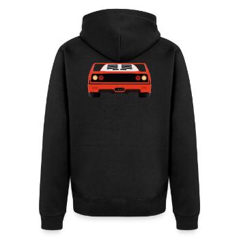 Italienischer Sportwagen F40 - Unisex Premium Bio Zip Hoodie - Schwarz - Hinten - Nico (187cm)