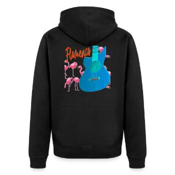 Flamenco Guitar Flamingos - Unisex Premium Bio Zip Hoodie - Schwarz - Hinten - Nico (187cm)