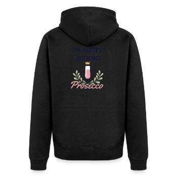 Du hattest mich bei Prosecco - Unisex Premium Bio Zip Hoodie - Schwarz - Hinten - Nico (187cm)