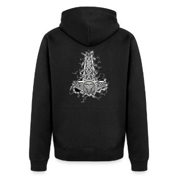 Wikinger Viking Valhalla Odin Thor Nordmann Skal - Unisex Premium Bio Zip Hoodie - Schwarz - Hinten - Nico (187cm)
