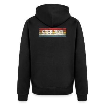 Vintage Retro Stepdad Stiefvater Geschenk - Unisex Premium Bio Zip Hoodie - Schwarz - Hinten - Nico (187cm)