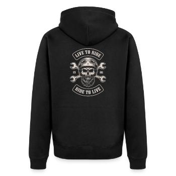 Biker Bike Bikerin Motorrad Chopper Motorcycle - Unisex Premium Bio Zip Hoodie - Schwarz - Hinten - Nico (187cm)