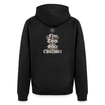Ehre Treue Stolz Ehrlichkeit Geschenk Wikinger - Unisex Premium Bio Zip Hoodie - Schwarz - Hinten - Nico (187cm)