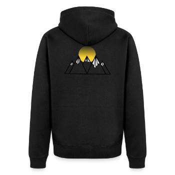 Mountain / Berge - Unisex Premium Bio Zip Hoodie - Schwarz - Hinten - Nico (187cm)