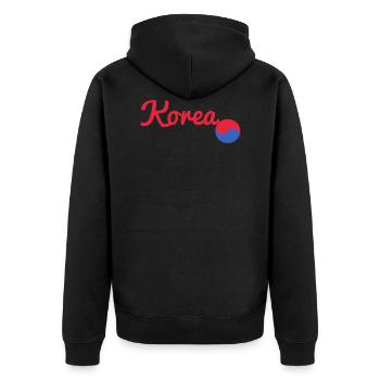 Korea red - Unisex Premium Bio Zip Hoodie - Schwarz - Hinten - Nico (187cm)