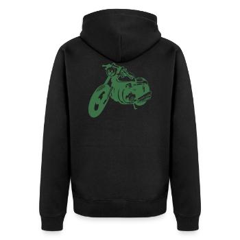 Green Cafe Racer - Geschenk - Idee - Unisex Premium Bio Zip Hoodie - Schwarz - Hinten - Nico (187cm)