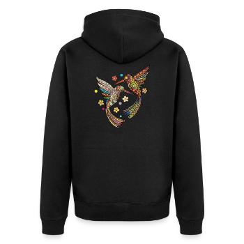 bird - Unisex Premium Organic Zip Hoodie - black - Back - Nico (187cm)