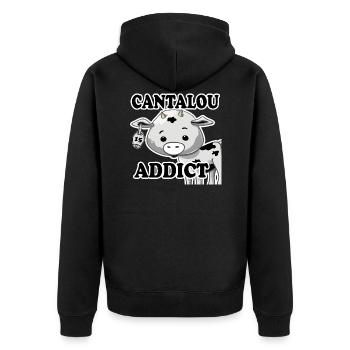 Cantalou addict - Cantalou et fier de l'être - Veste à capuche bio Premium Unisexe - noir - Dos - Nico (187cm)