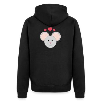 Süße lachende Maus - Geschenk - Geschenkidee - Unisex Premium Bio Zip Hoodie - Schwarz - Hinten - Nico (187cm)