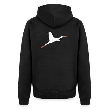 Storch fliegt nach oben - Unisex Premium Bio Zip Hoodie - Schwarz - Hinten - Nico (187cm)