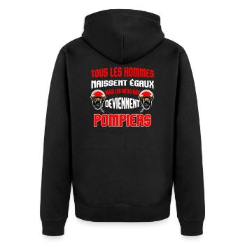 Tous les hommes naissent égaux, Pompiers humour - Veste à capuche bio Premium Unisexe - noir - Dos - Nico (187cm)