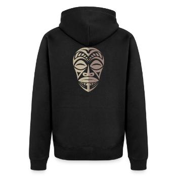 Tatouage tribal polynésien Tiki Face de Marquesa - Veste à capuche bio Premium Unisexe - noir - Dos - Nico (187cm)
