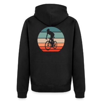 Road bike cycling retro sunset for road cyclists - Unisex Premium Organic Zip Hoodie - black - Back - Nico (187cm)
