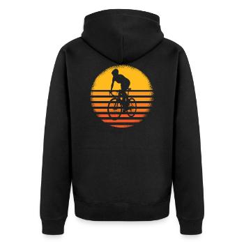 Road bike cycling retro sunset for road cyclists - Unisex Premium Organic Zip Hoodie - black - Back - Nico (187cm)