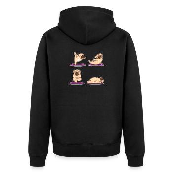 Mops Yoga | Namaste chien d’entraînement Pilates Cadeaux - Veste à capuche bio Premium Unisexe - noir - Dos - Nico (187cm)