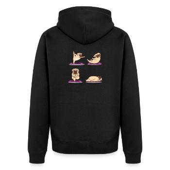 Yoga Mops | Pilates Sport Yogamatte Kurs Geschenke - Unisex Premium Bio Zip Hoodie - Schwarz - Hinten - Nico (187cm)