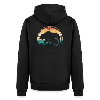 Ours avec enfant - ours père mère avec oursons - Veste à capuche bio Premium Unisexe - noir - Dos - Nico (187cm)
