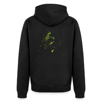 Farbe Klecks Spritzer Maler Geschenk Bunt Art Idee - Unisex Premium Bio Zip Hoodie - Schwarz - Hinten - Nico (187cm)