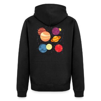 Planètes et étoiles - Veste à capuche bio Premium Unisexe - noir - Dos - Nico (187cm)