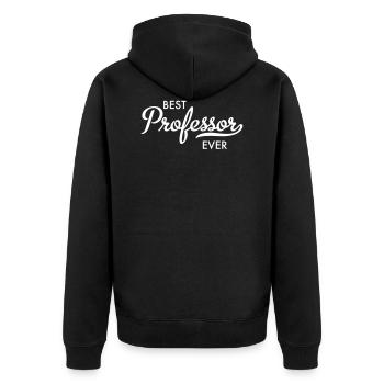 Professor - Unisex Premium Bio Zip Hoodie - Schwarz - Hinten - Nico (187cm)