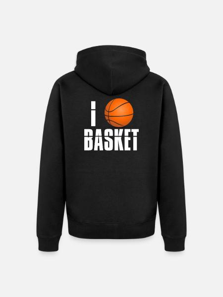 I LOVE BASKET. Basketball enthusiasts - Unisex Premium Organic Zip Hoodie - black