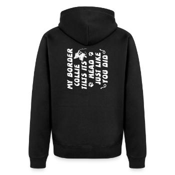 Border Collie - Unisex Premium Bio Zip Hoodie - Schwarz - Hinten - Nico (187cm)