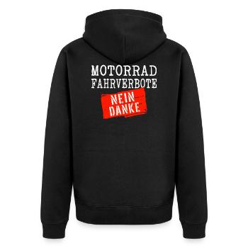 Gegen Motorrad Fahrverbot an Sonntagen Feiertagen - Unisex Premium Bio Zip Hoodie - Schwarz - Hinten - Nico (187cm)