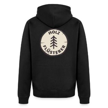 holz flüsterer - Unisex Premium Bio Zip Hoodie - Schwarz - Hinten - Nico (187cm)