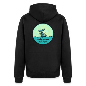 Make waves not war - Unisex Premium Organic Zip Hoodie - black - Back - Nico (187cm)