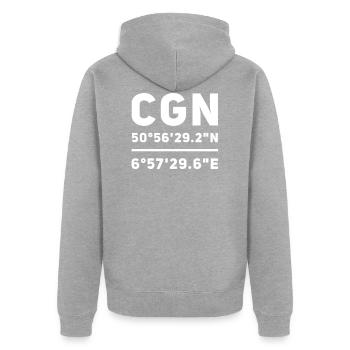 Cologne coordonne CGN - Veste à capuche bio Premium Unisexe - gris chiné - Dos - Nico (187cm)