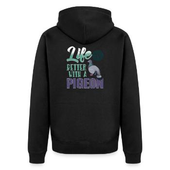 Dove - Unisex Premium Organic Zip Hoodie - black - Back - Nico (187cm)