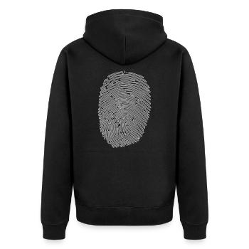 Fingerprint (dark) - Unisex Premium Organic Zip Hoodie - black - Back - Nico (187cm)
