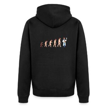 Evolution Zahnarzt Lustige Geschenkidee - Unisex Premium Bio Zip Hoodie - Schwarz - Hinten - Nico (187cm)
