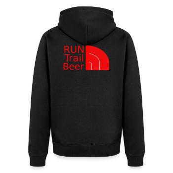 RUN ultra trail and beer - Veste à capuche bio Premium Unisexe - noir - Dos - Nico (187cm)