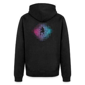 Kite - Unisex Premium Organic Zip Hoodie - black - Back - Nico (187cm)