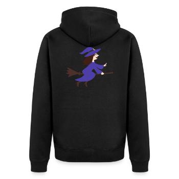 Hexe - Unisex Premium Bio Zip Hoodie - Schwarz - Hinten - Nico (187cm)