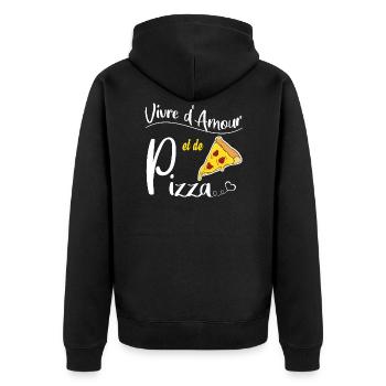 Vivre d'amour et de pizza. Humour - Veste à capuche bio Premium Unisexe - noir - Dos - Nico (187cm)