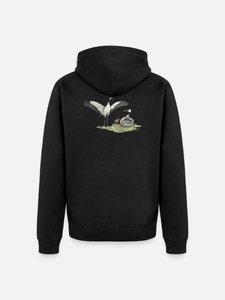 Crane family with chicks - Unisex Premium Organic Zip Hoodie - black