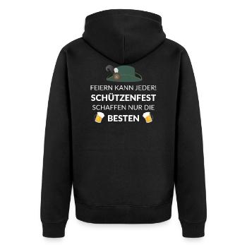 Feiern kann jeder! Schützenfest Die Besten - Unisex Premium Bio Zip Hoodie - Schwarz - Hinten - Nico (187cm)