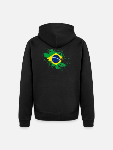 Brasilien Flagge als Farbklecks - Unisex Premium Bio Zip Hoodie - Schwarz