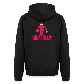 Mon premier anniversaire - Veste à capuche bio Premium Unisexe - noir - Dos - Nico (187cm)