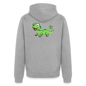 lézard - Veste à capuche bio Premium Unisexe - gris chiné - Dos - Nico (187cm)