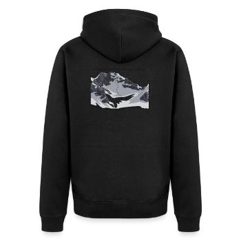 Bergsteigen, der Rechen des Meiges - Unisex Premium Bio Zip Hoodie - Schwarz - Hinten - Nico (187cm)