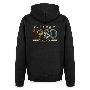 Vintage Classic 1980 pseudo retro year of birth - Unisex Premium Organic Zip Hoodie - black - Back - Nico (187cm)