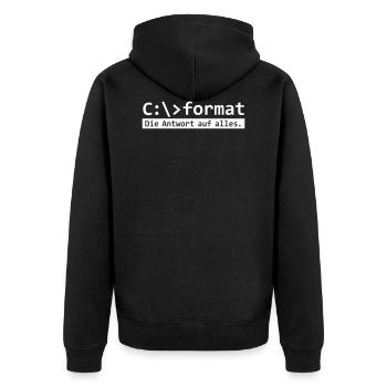Format C - Formatierung Konsole Nerd Geek Retro - Unisex Premium Bio Zip Hoodie - Schwarz - Hinten - Nico (187cm)