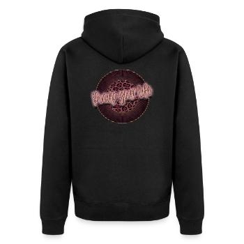 Pinup your Life - Leopard Pink - Unisex Premium Organic Zip Hoodie - black - Back - Nico (187cm)