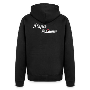 PAPA je t'aime - Je t'aime papa - Veste à capuche bio Premium Unisexe - noir - Dos - Nico (187cm)