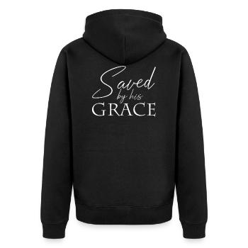Saved by his grace Jesus-Christ Grâce - Veste à capuche bio Premium Unisexe - noir - Dos - Nico (187cm)