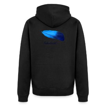 Feder Federleicht Vogel - Unisex Premium Bio Zip Hoodie - Schwarz - Hinten - Nico (187cm)